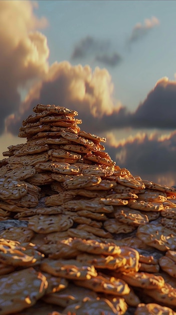 Photo a pile of cookies that have been stacked on top of each other