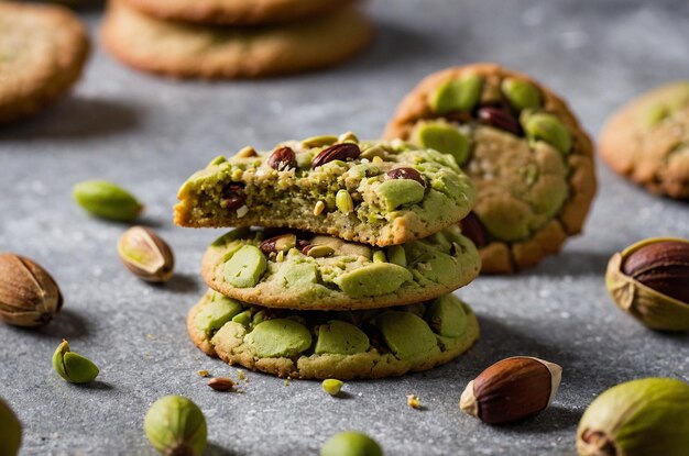 a pile of cookies with almonds on top of them