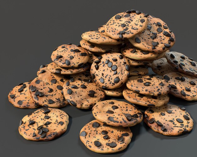 Photo a pile of cookies with blackberries and blackberries on top