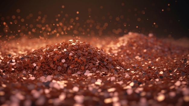 A pile of copper dust with a small hole in the center.