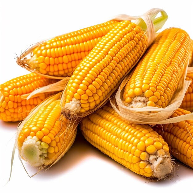 A pile of corn on the cob is tied with string.