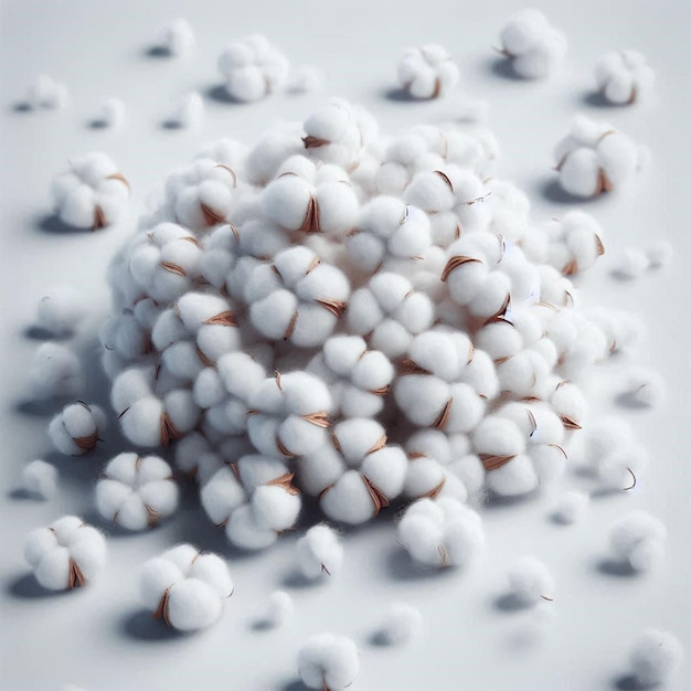 a pile of cotton balls with a white background