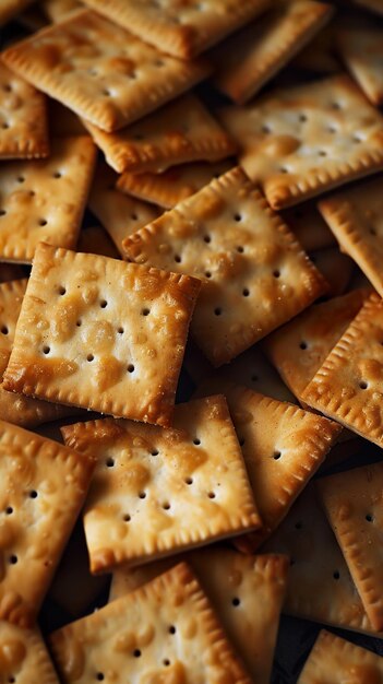 Photo a pile of crackers with a small amount of sugar on them