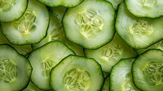 Photo a pile of cucumber slices with the eyes on them