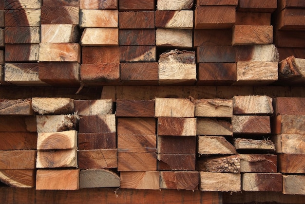 A pile of cut wood for construction  texture background pattern