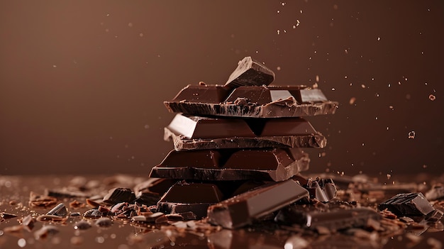 a pile of dark chocolate with a pile of chocolate on the bottom