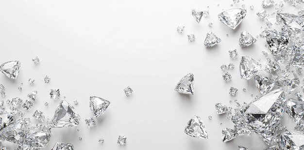 Photo a pile of diamonds that are on a white surface