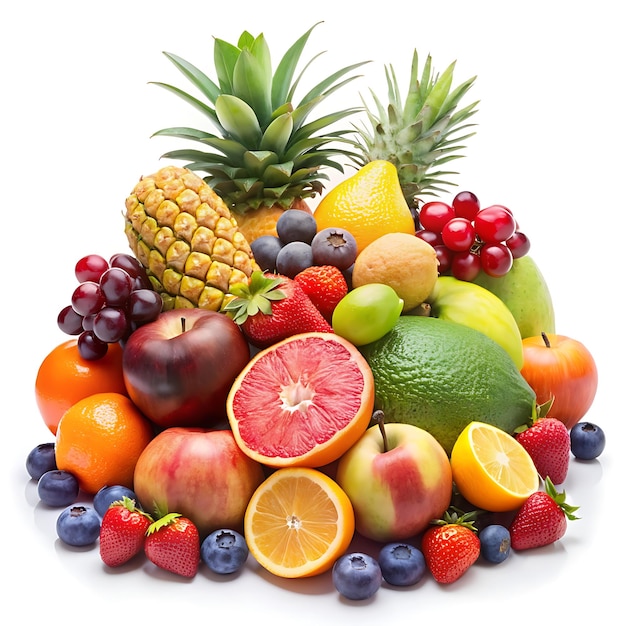 a pile of different fruits including pineapple pineapple and a pineapple