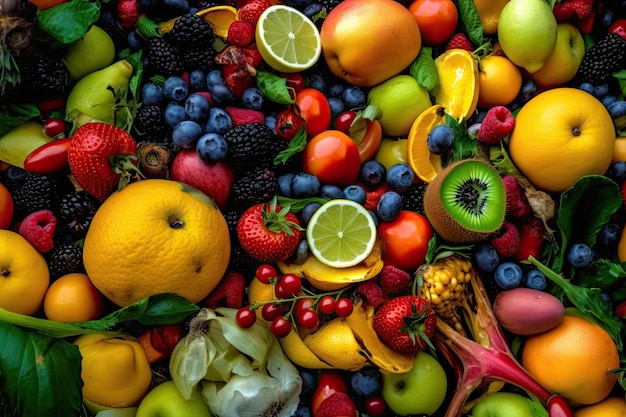 A pile of different fruits