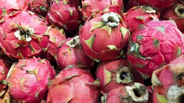 Pile of dragon fruit for sale at the market