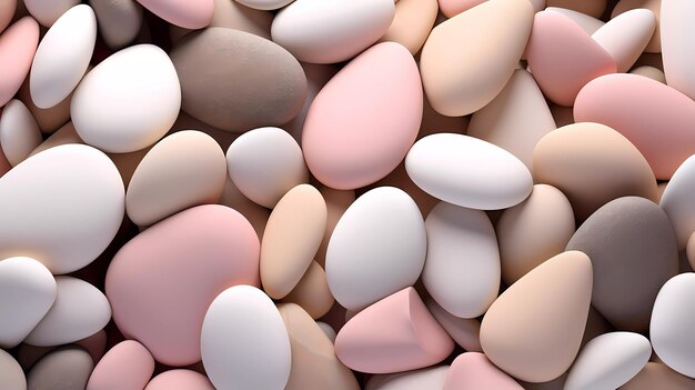 a pile of eggs with pink and white