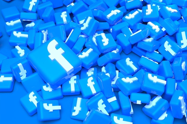 Pile of Facebook Logo 3D Rendering