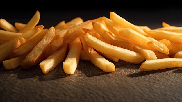 A pile of french fries on a table