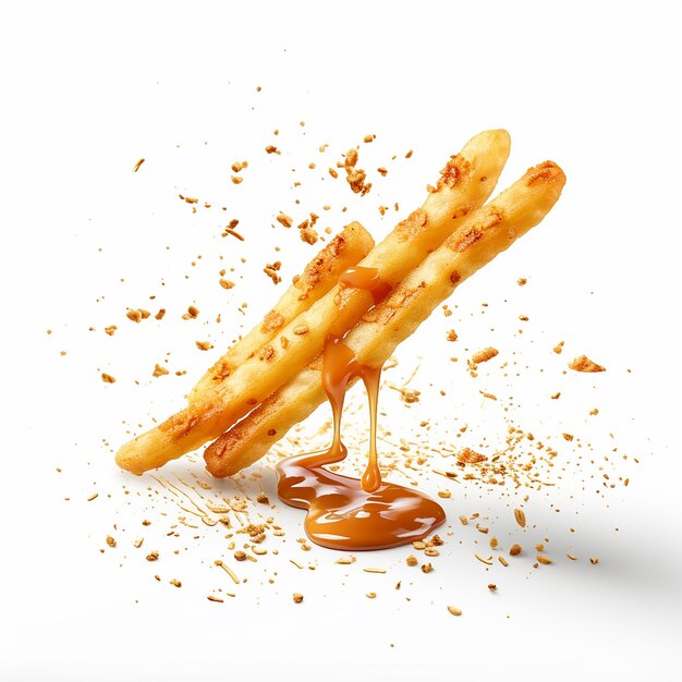 Photo a pile of french fries with a pile of ketchup