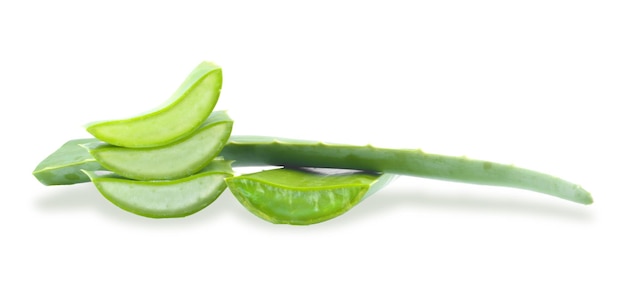 Pile of Fresh aloe vera slice, Isolated on white background, Clipping path included.