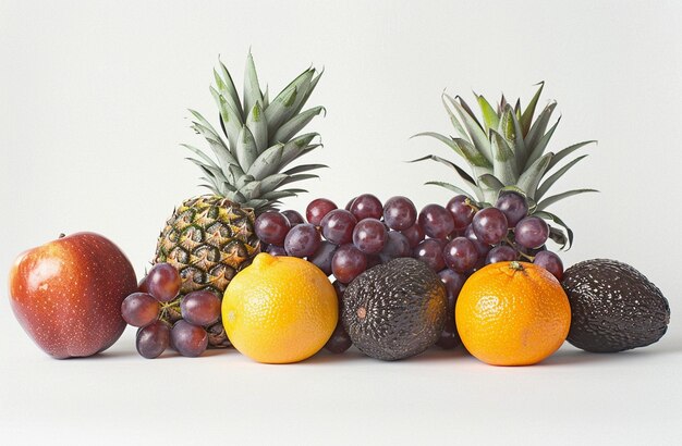 Photo pile of fresh fruits and vegetables on a isolated white background