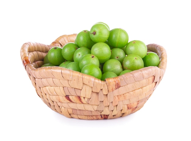 Pile of Fresh Indian gooseberry fruits isolated on white background