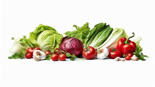 Pile of fresh vegetables on white backgrond