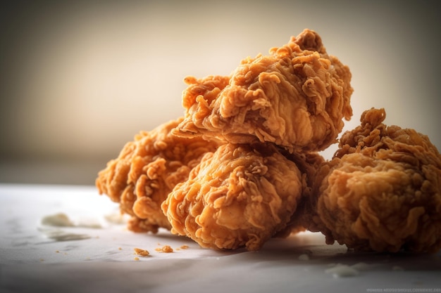 A pile of fried chicken on a table