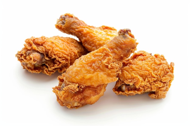 Pile of Fried Chicken on White Background