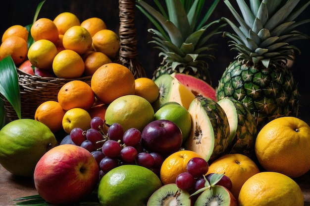 a pile of fruit including pineapple pineapple and pineapple