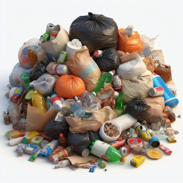 pile of garbage isolated white