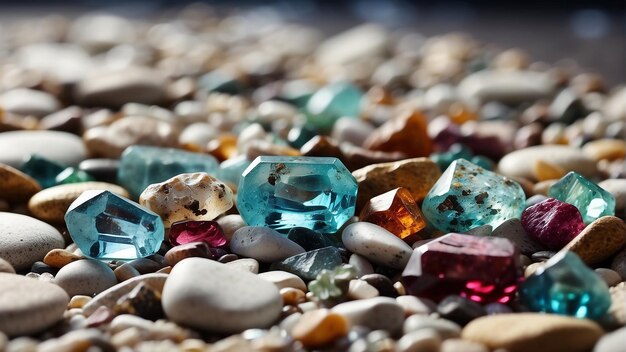 Photo a pile of gemstones and gems are on the ground