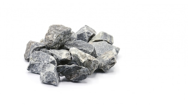 Pile of a gey rock isolated on white background