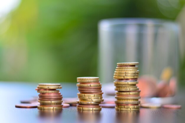 pile of gold coins on the table