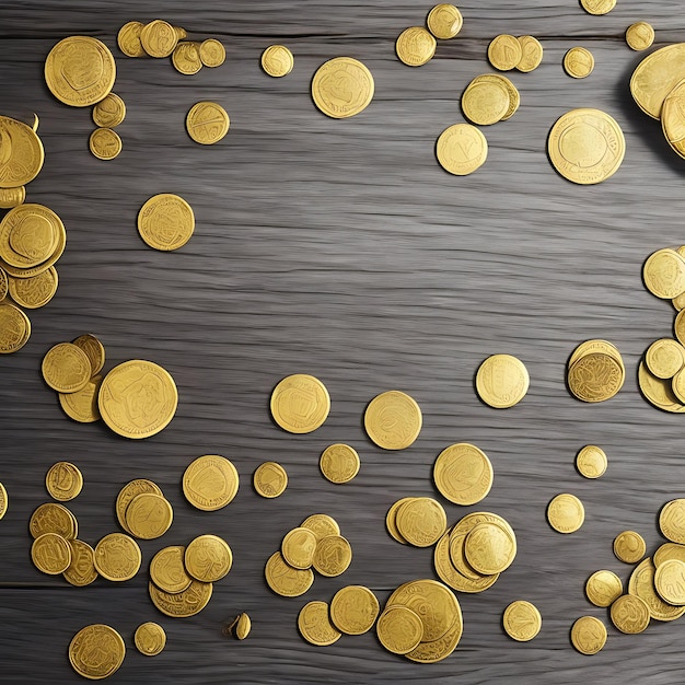 Photo a pile of gold coins with a gold leaf on the top