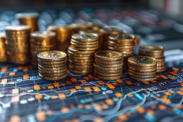 a pile of gold coins with the word  on the top