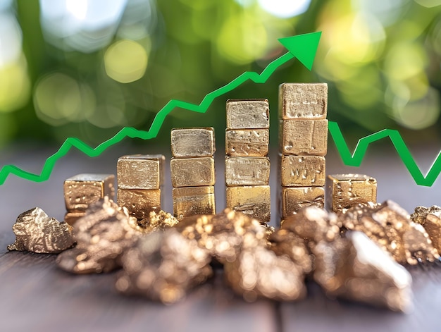 pile of gold stones with illustration of prices continuing to rise