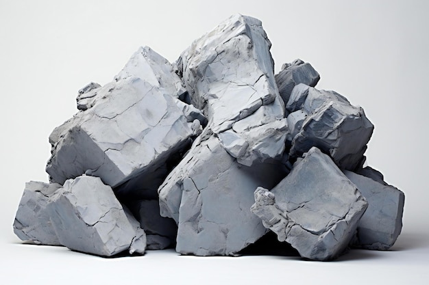 Pile of gray stones on a white background