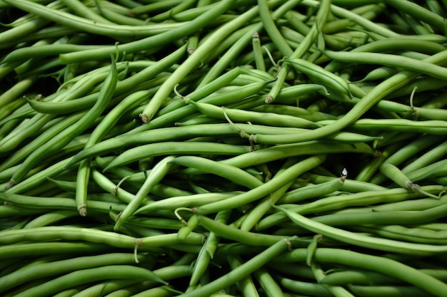 A pile of green beans sitting next to each other generative AI