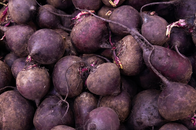 Pile of homegrown or farmgrown beets, may be used for  or texture