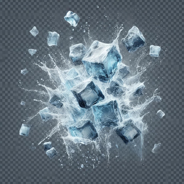 Photo a pile of ice cubes with cubes on a transparent background