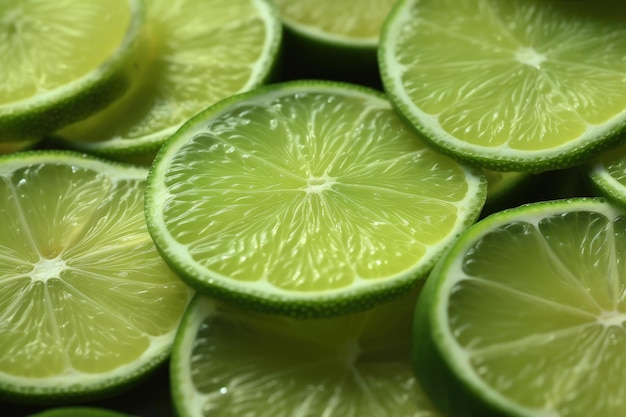 A pile of limes cut in half and stacked on top of each other generative AI