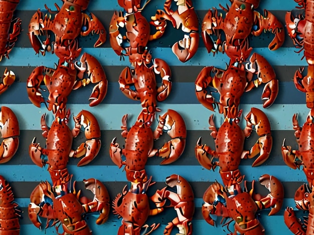 Photo a pile of lobsters that are on a blue background