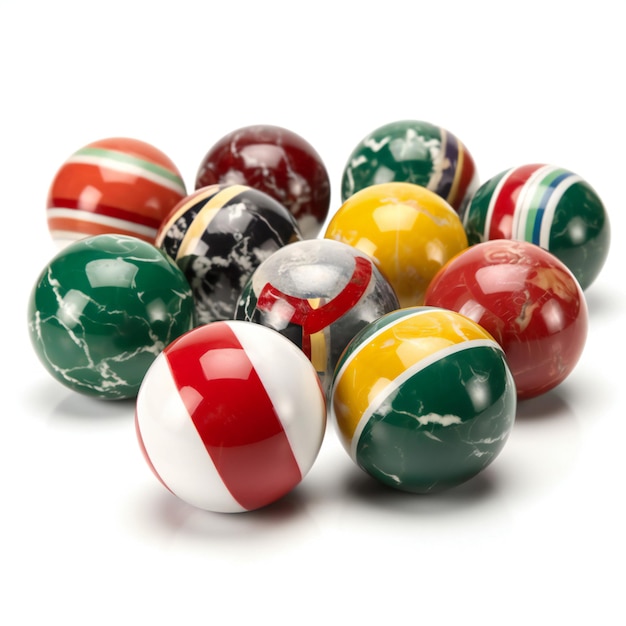 Pile of marbles with flag of indonesia isolated on white background