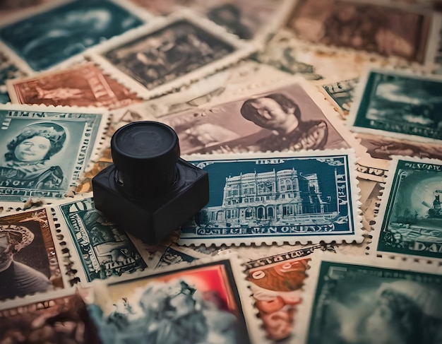 Photo a pile of money with a black object on top of it