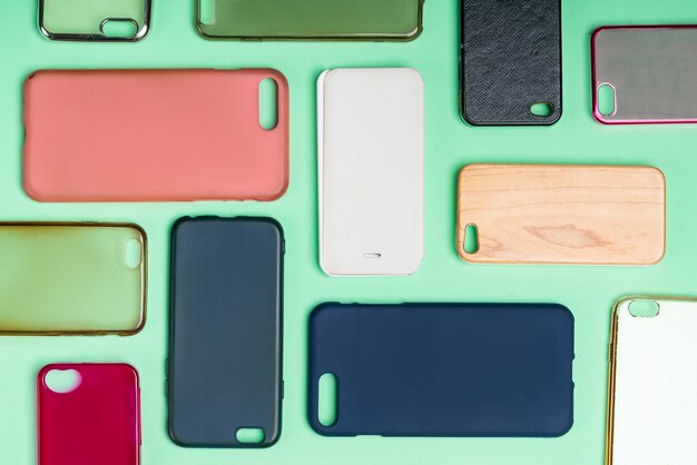 Pile of multicolored plastic back covers for mobile phone