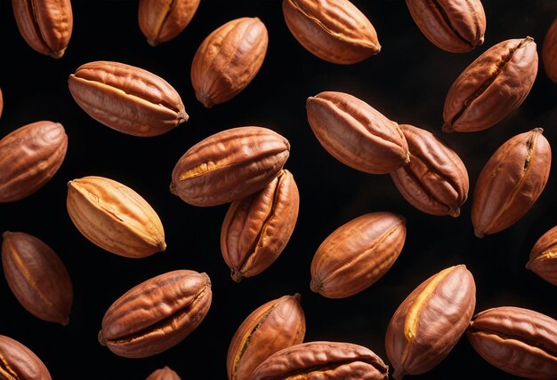 a pile of nuts with a black background