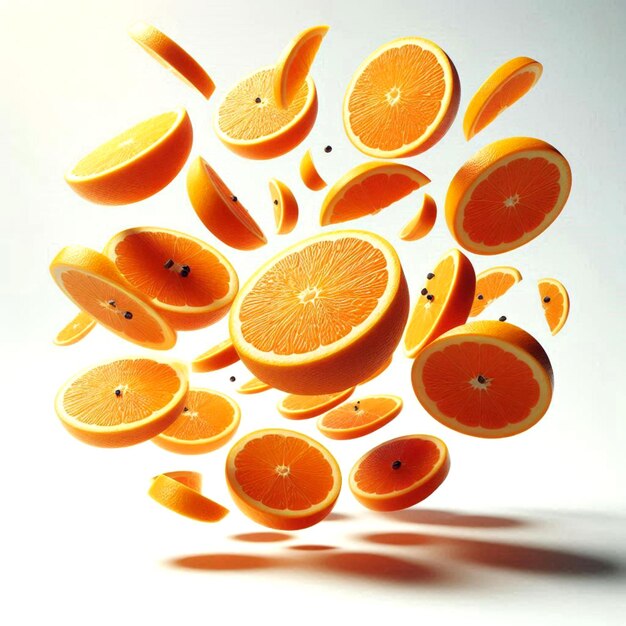 Photo a pile of orange slices with the words oranges on them