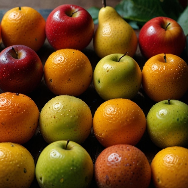 a pile of oranges apples and oranges are on display