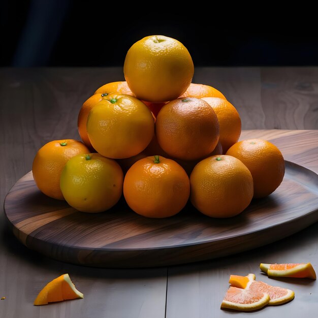 Photo a pile of oranges sitting on top of a cutting board