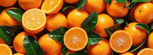 Pile of Oranges With Green Leaves