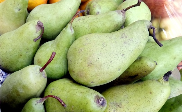 Pile of Pear (naspati) fruit in local fruit market