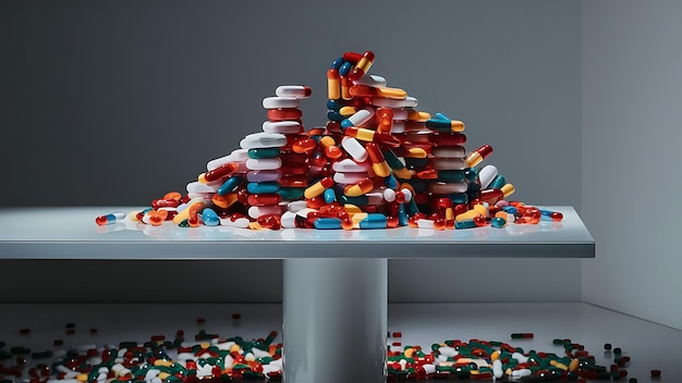 Photo a pile of pills that are on a shelf with a pile of pills