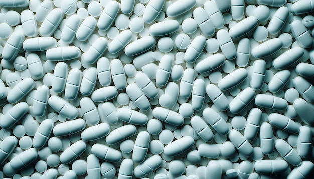 a pile of pills that are on a table