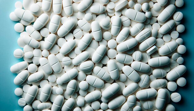 Photo a pile of pills that are on a white surface